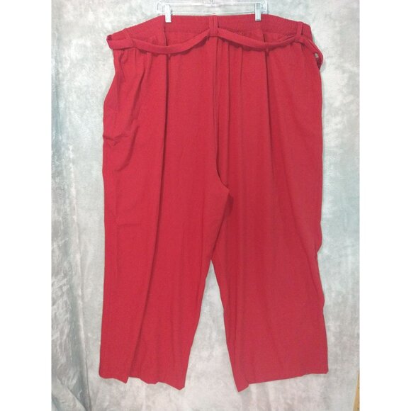 Torrid Pants Womens 6X Red Crepe Wide Leg Belted Pull On Stretch Career Casual - Picture 2 of 9